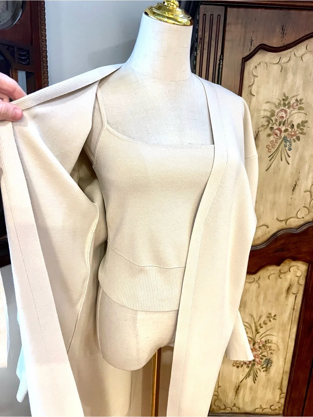 Express Two-Piece Sweater Set | Soft Fine-Gauge Knit Lounge Set | Oatmeal,Size S